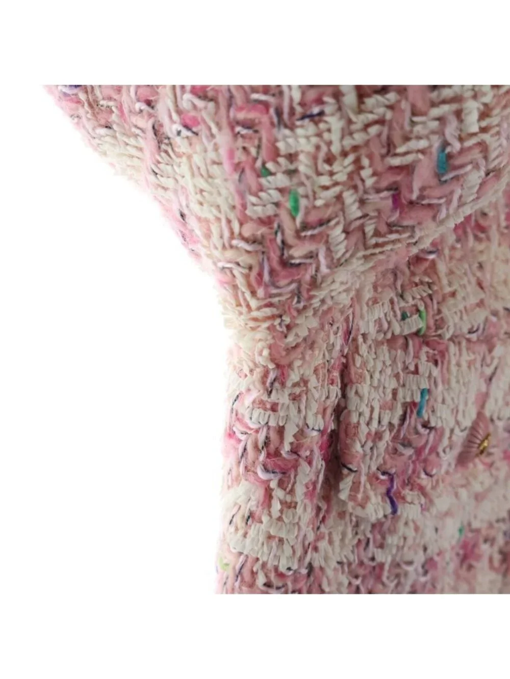 Chanel 93c Coco Button Fancy Tweed Jacket Pink 42